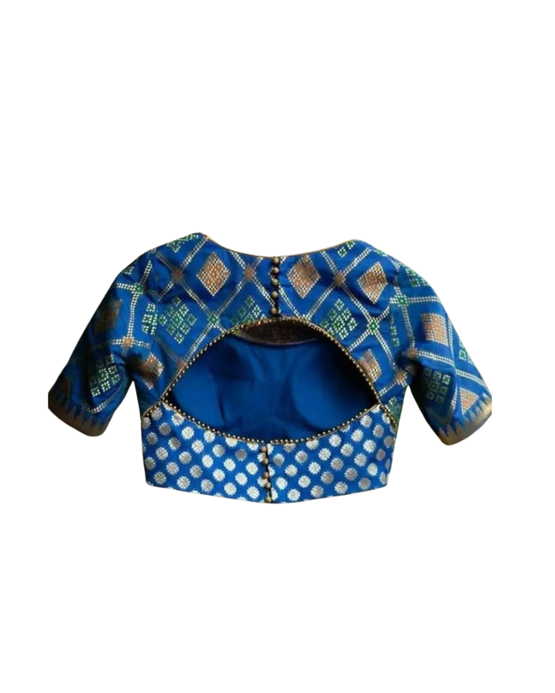 Blue Brocade Back Blouse