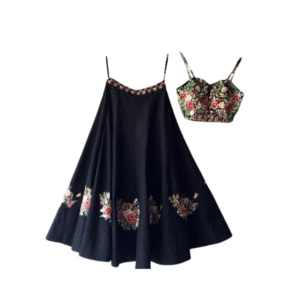 Black Floral Embroidered Chaniya Choli
