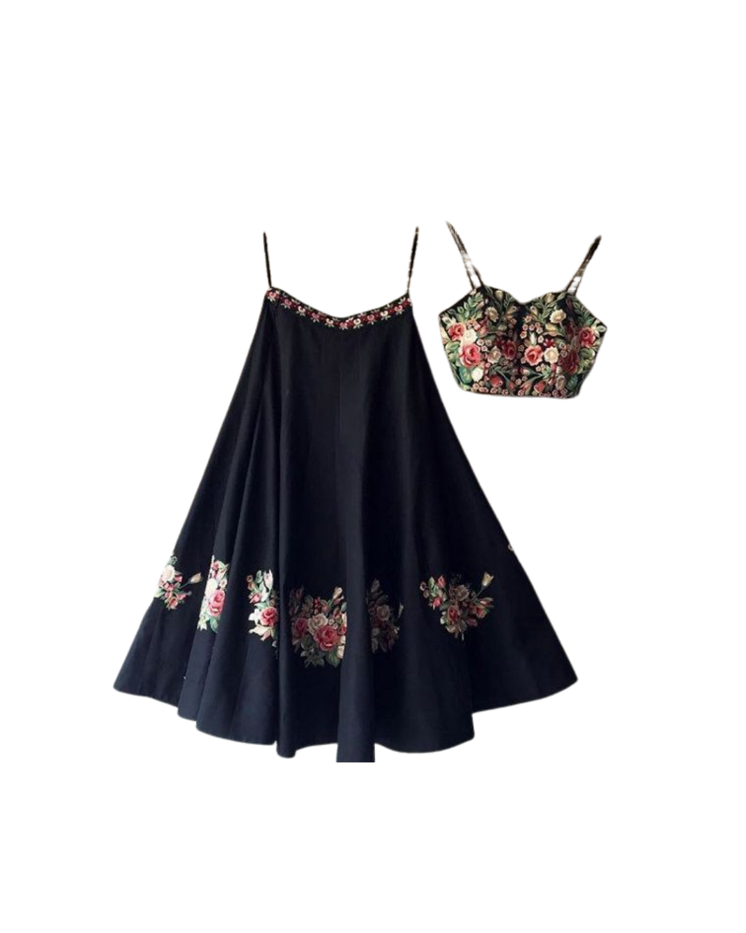 Black Floral Embroidered Chaniya Choli