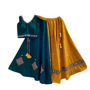 Green & Mustard Cotton Chaniya Choli
