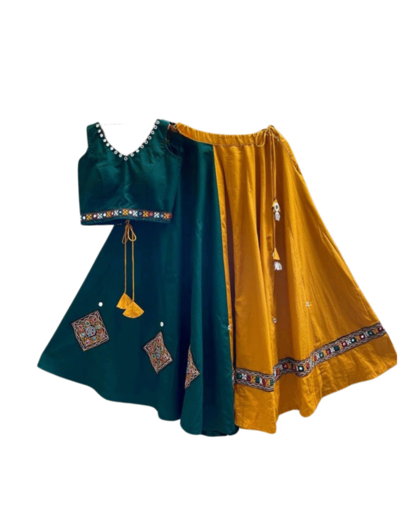 Green & Mustard Cotton Chaniya Choli