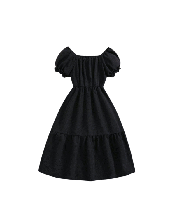 Black Puff Sleeve Midi Dress