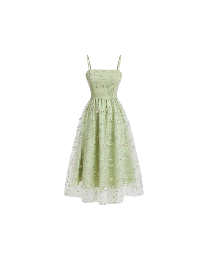Green Floral Midi Dress