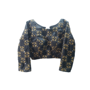 Elegant Black Embroidered Silk Blouse