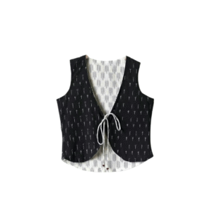 Black Ikat Cotton Koti Jacket