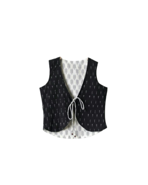 Black Ikat Cotton Koti Jacket