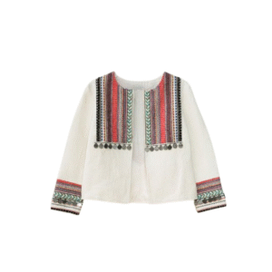 White Embroidered Long-Sleeve Koti Jacket