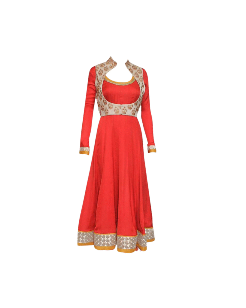 Red Anarkali Kurti with Embroidered Jacket