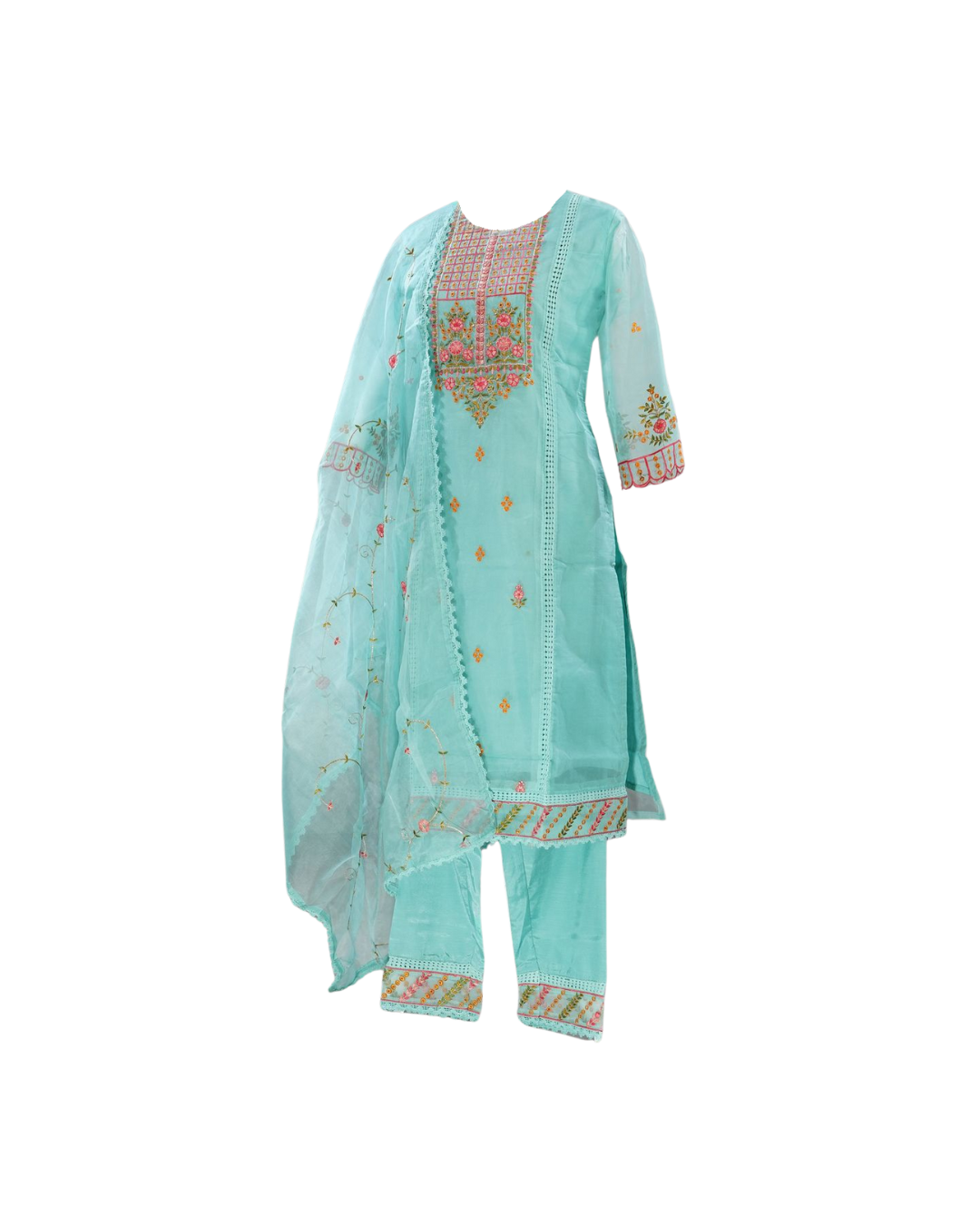 Beautiful Aqua Blue Cotton Kurta Set