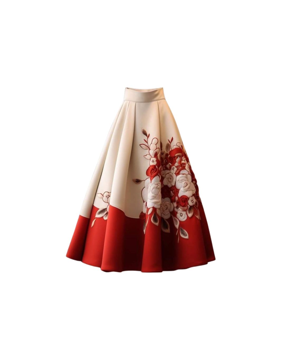 Floral Embroidered Flared Skirt