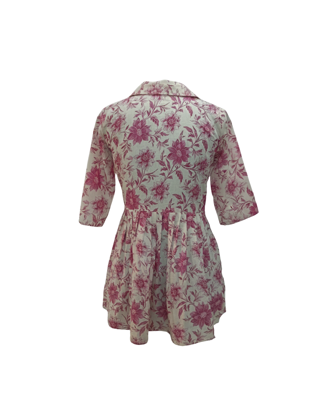 Pink Floral Printed Short Tunic Top - Image 2