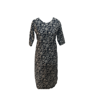 Floral Embroidered Black Cotton Kurti