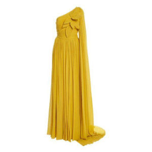 Elegant Marigold One-Shoulder Gown