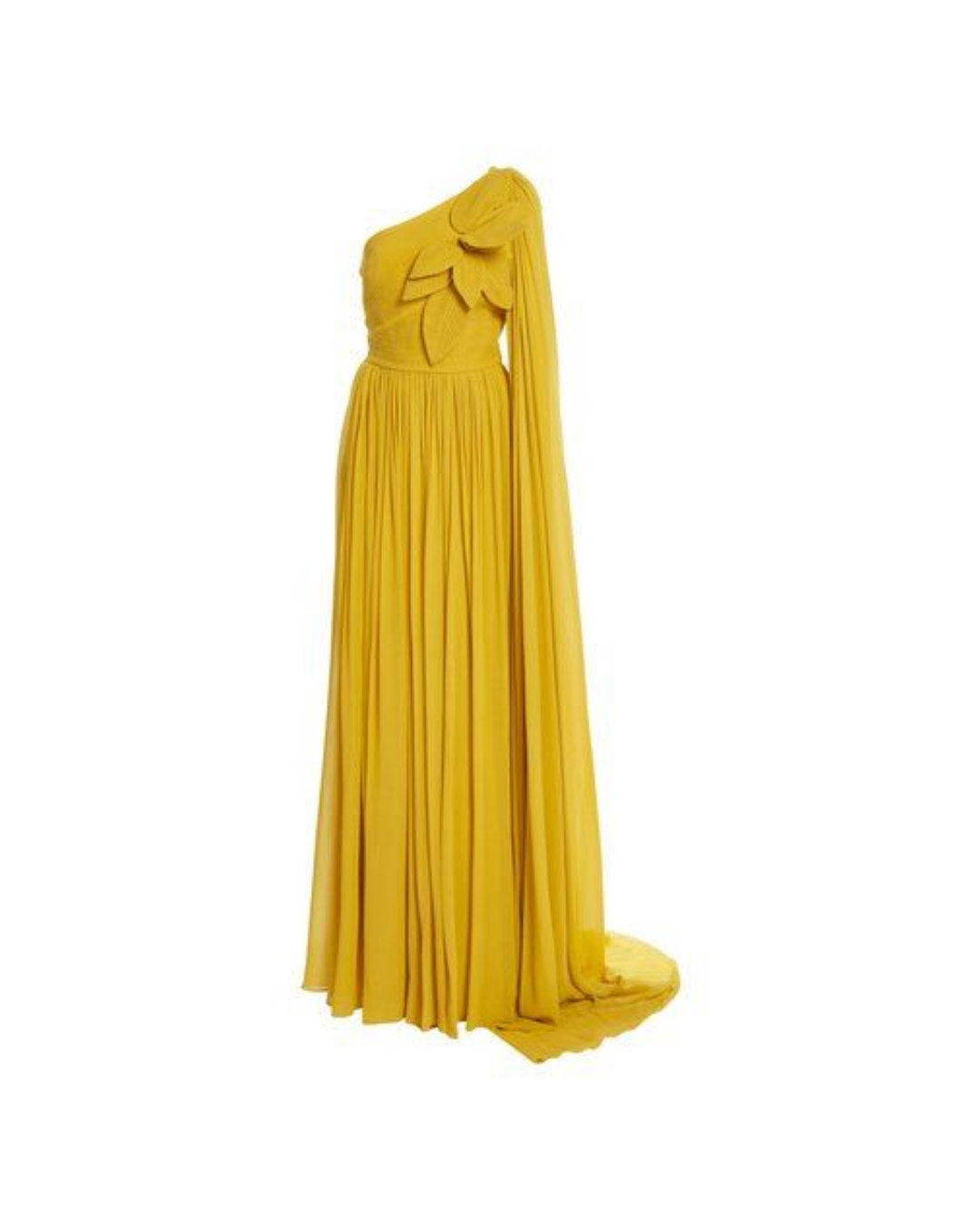 Elegant Marigold One-Shoulder Gown