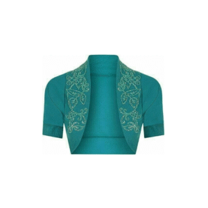 Elegant Embroidered Teal Bolero Jacket