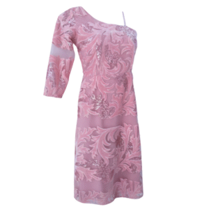 Stunning Sequined Pink One-Shoulder Gown