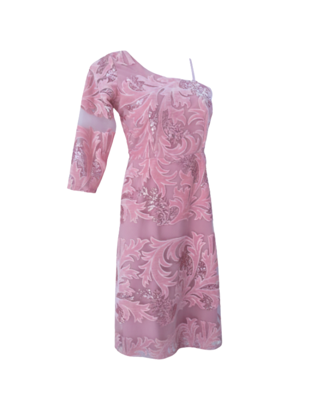 Stunning Sequined Pink One-Shoulder Gown