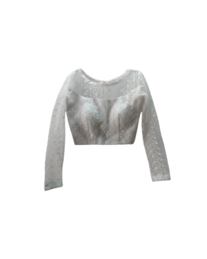 Elegant White Net Full-Sleeve Blouse