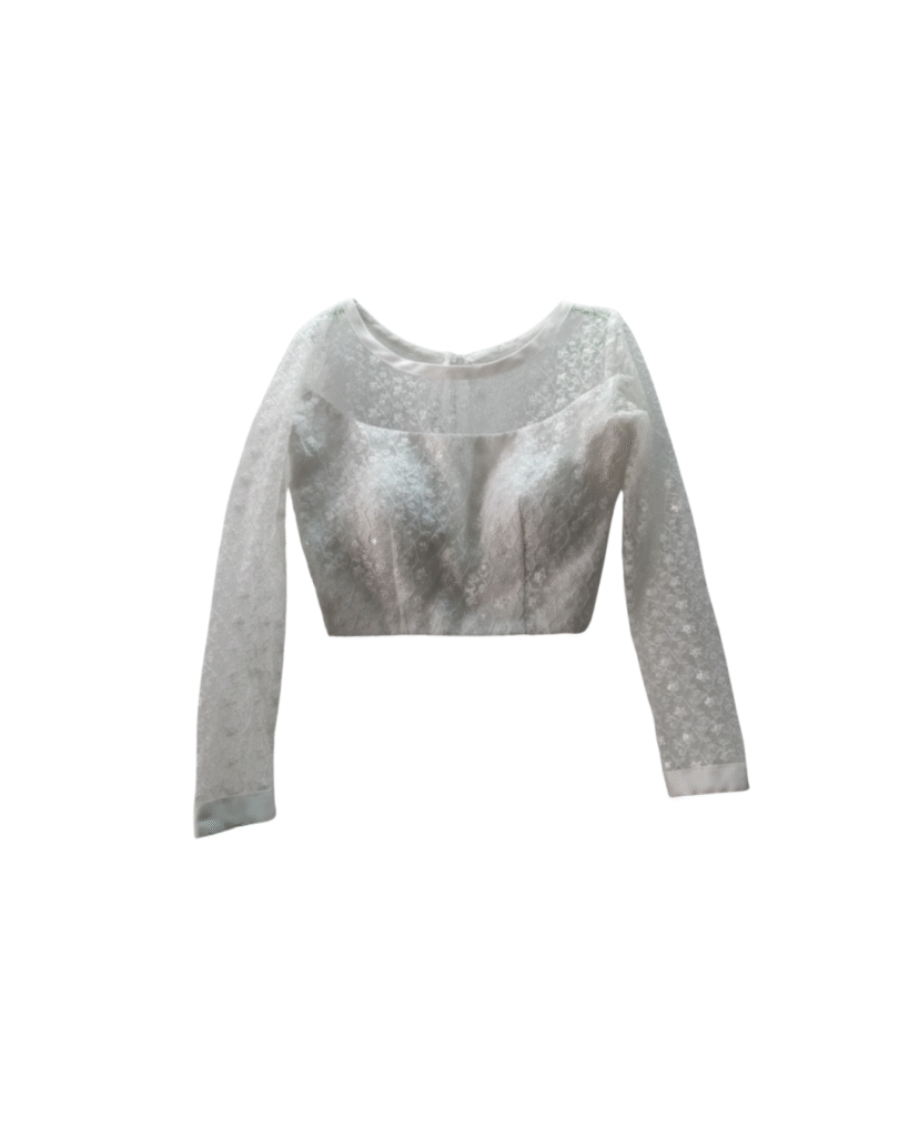 Elegant White Net Full-Sleeve Blouse