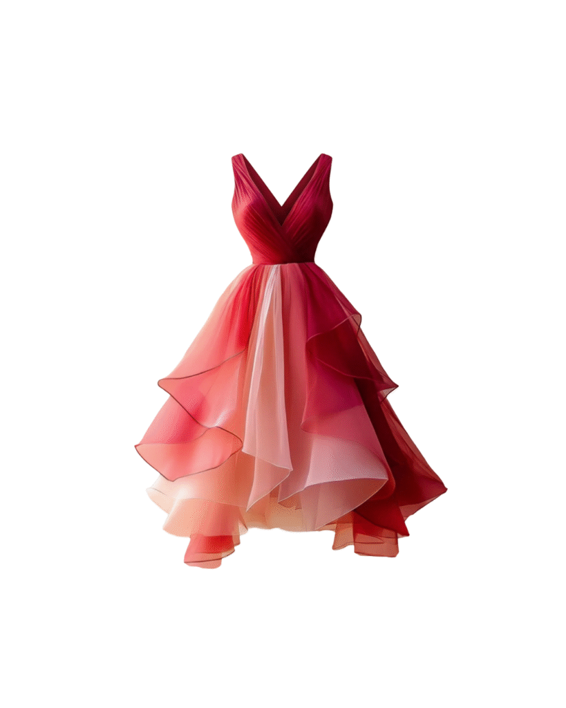 The Crimson Ruffle Ombre Dress