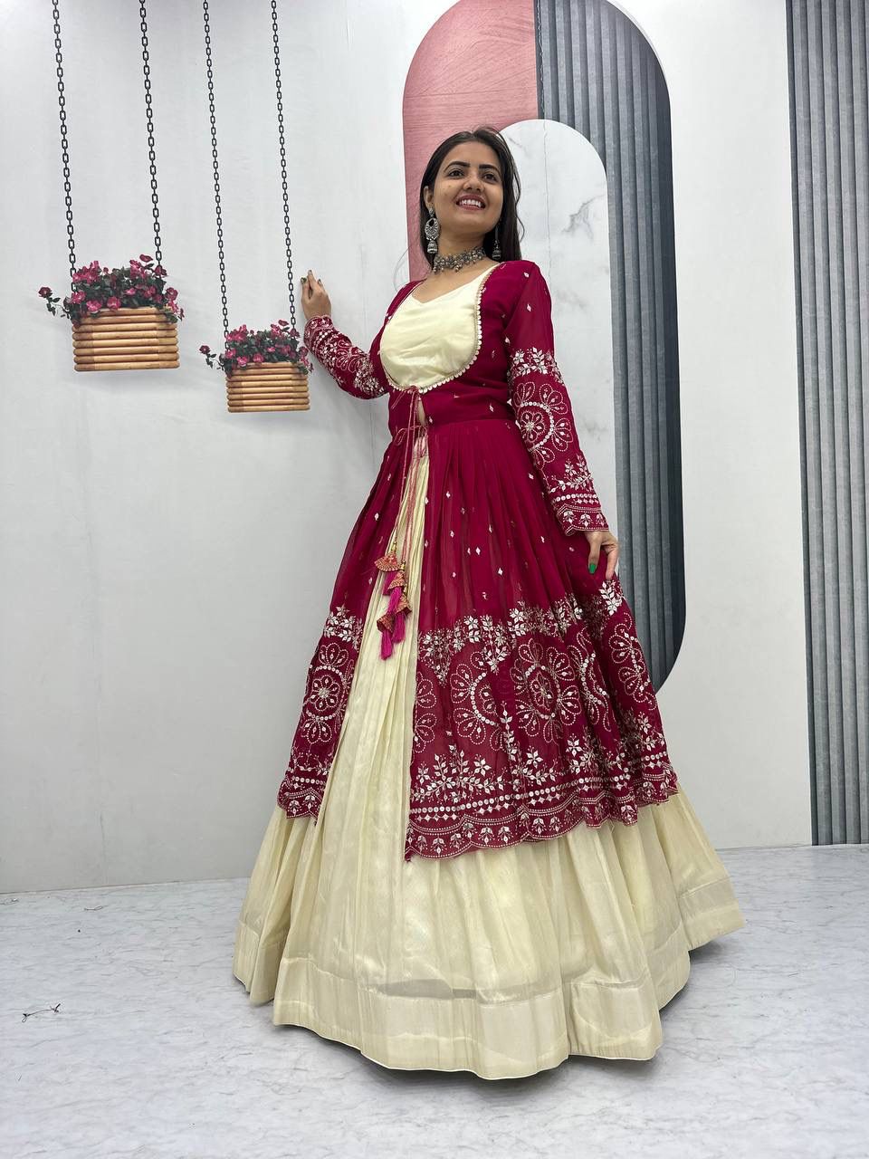 Rageshvari Creation Shimmer Cosmos Indo-Western Co-Ord Set with Embroidered Georgette Shrug - Image 3