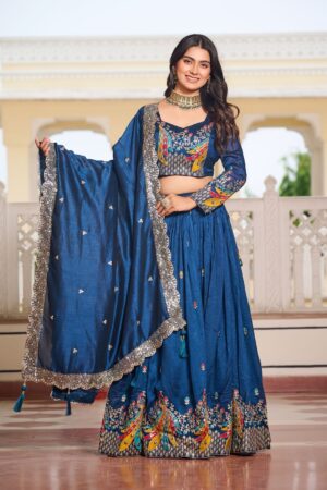 Rageshvari Creation Shree Ram Pure Vichitra Silk Heavy Sequins & Thread Lehenga Choli Set