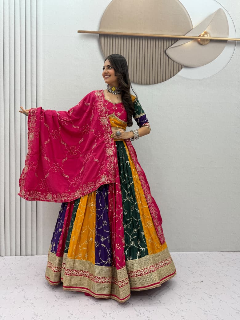 Rageshvari Creation Navratri Special Milky Silk 6-Meter Flair Vintage Chaniya Choli Set