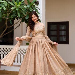 Rageshvari Creation Pure Crunchy Silk Heavy Sequins Embroidered Wedding Lehenga Choli Set