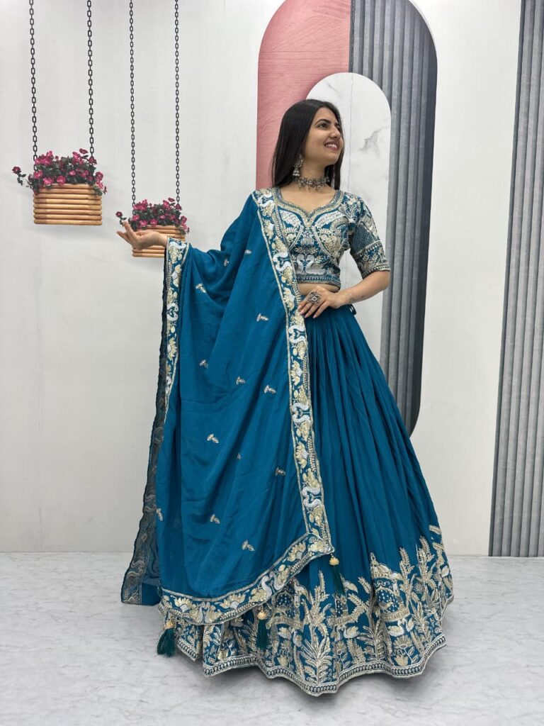 Rageshwari Fashion Heavy Embroidered Chinon Silk Lehenga Choli Set