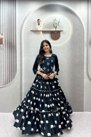 Rageshvari Creation Navratri Special Pure Cotton 9-Meter Flair Hand Work & Real Kodi Lehenga Choli