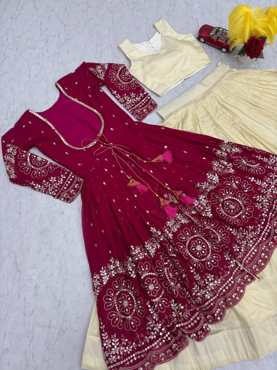 Rageshvari Creation Shimmer Cosmos Indo-Western Co-Ord Set with Embroidered Georgette Shrug - Image 4