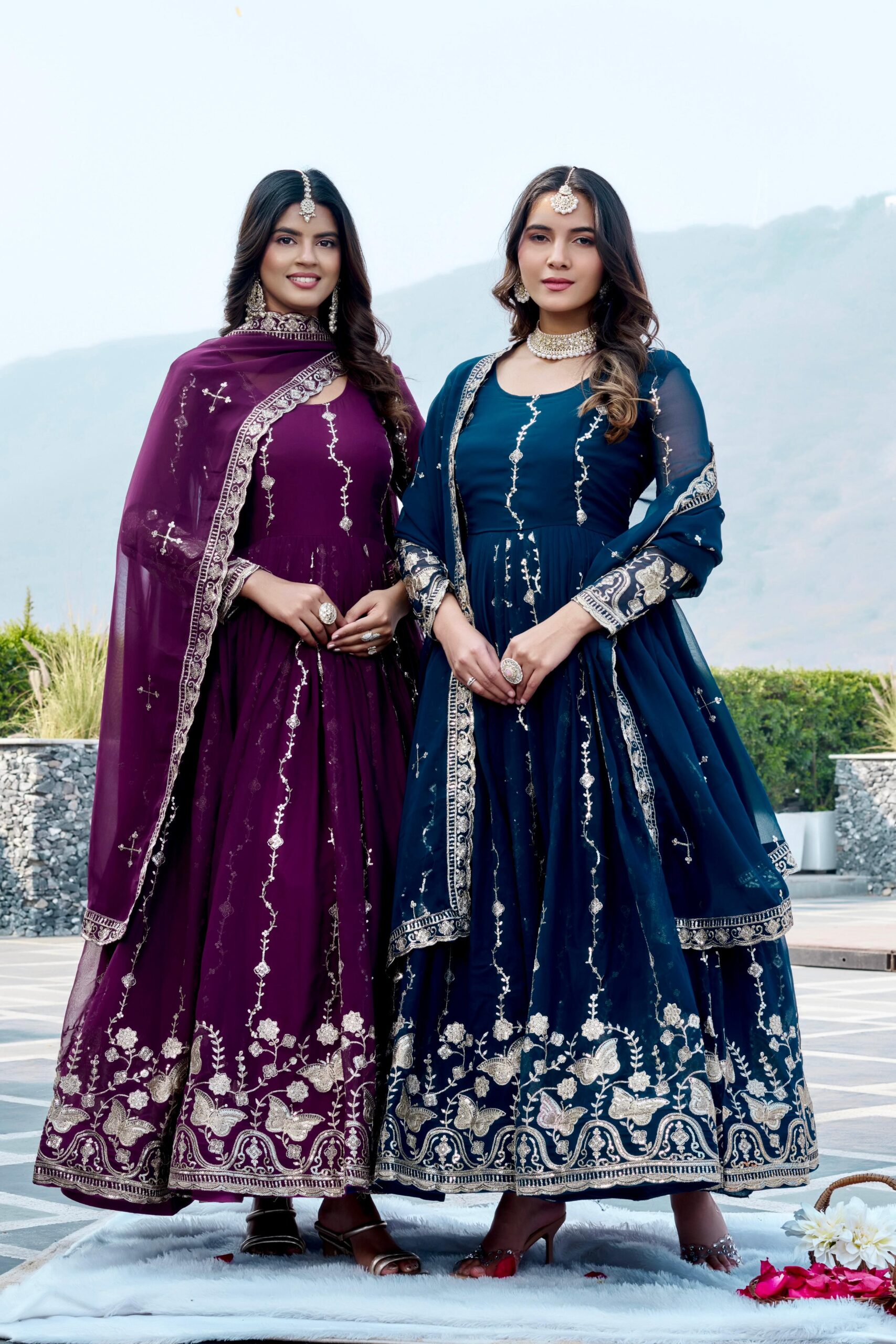 Rageshvari Creation Fox Georgette Festive Long Gown with Heavy Sequins Embroidery and Dupatta Set - Image 2
