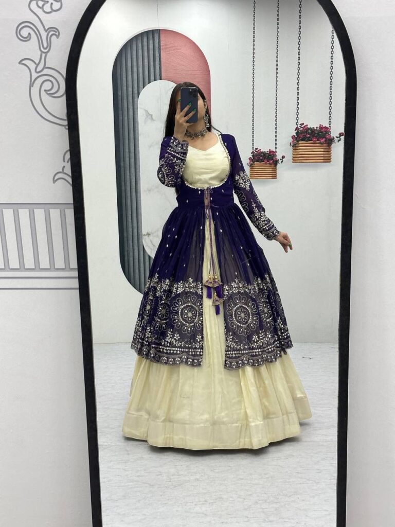Rageshvari Creation Shimmer Cosmos Indo-Western Co-Ord Set with Embroidered Georgette Shrug