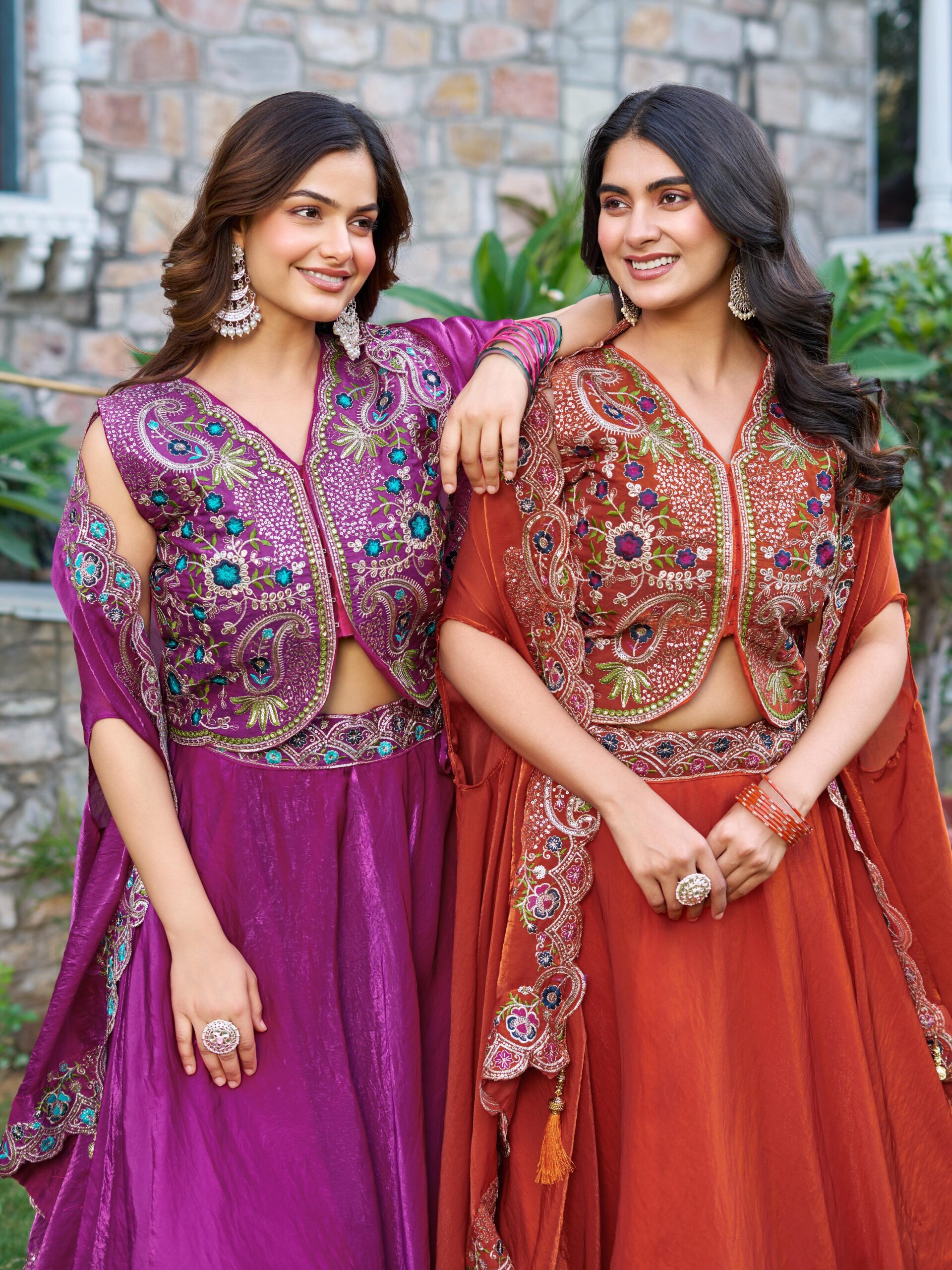 Rageshvari Creation Pure Fendy Silk Heavy Sequins Lehenga Choli with Shrug Style Dupatta - Image 3