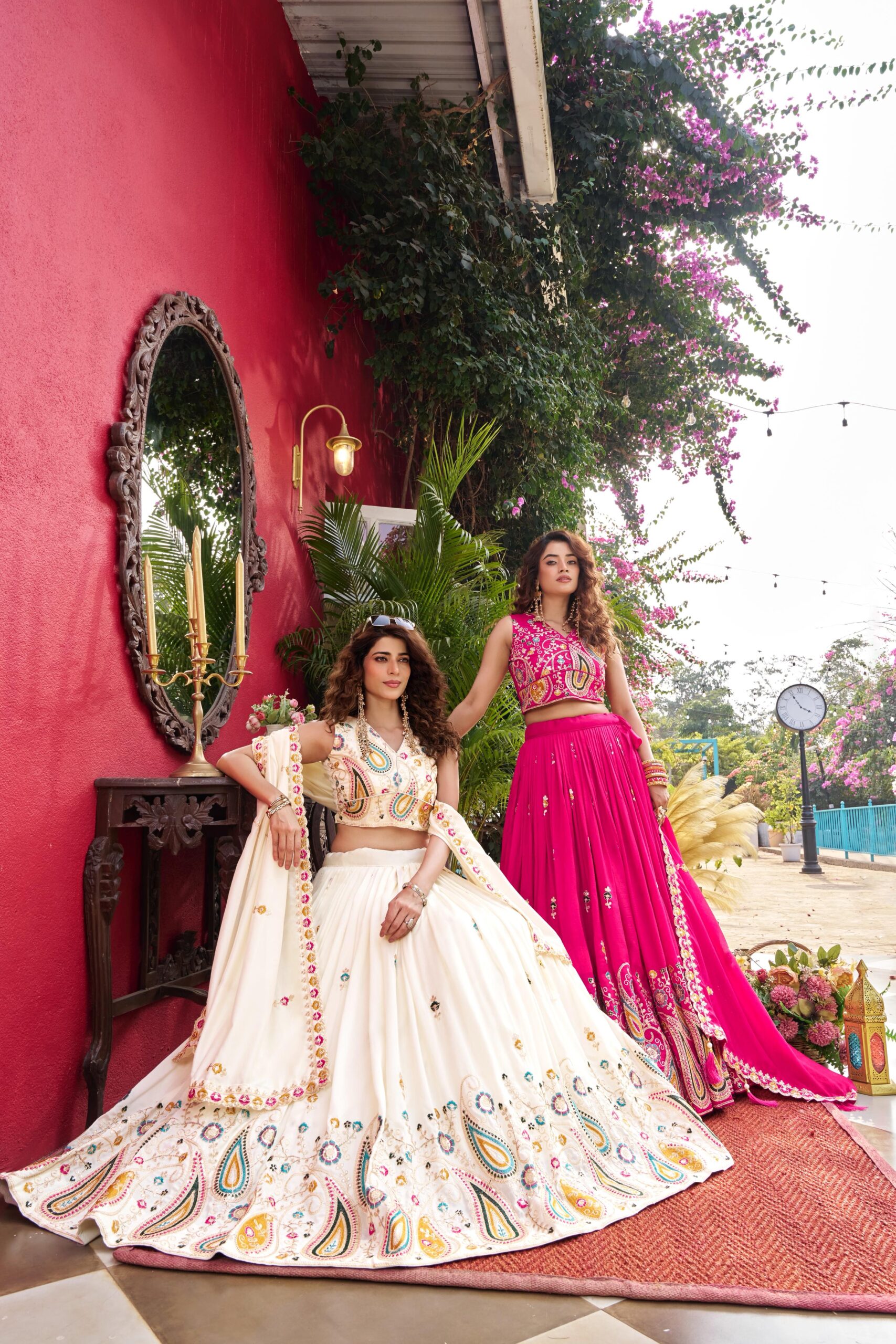 Rageshvari Creation Pure Vichitra Silk Cording Sequins & Thread Work Wedding Lehenga Choli Set - Image 3