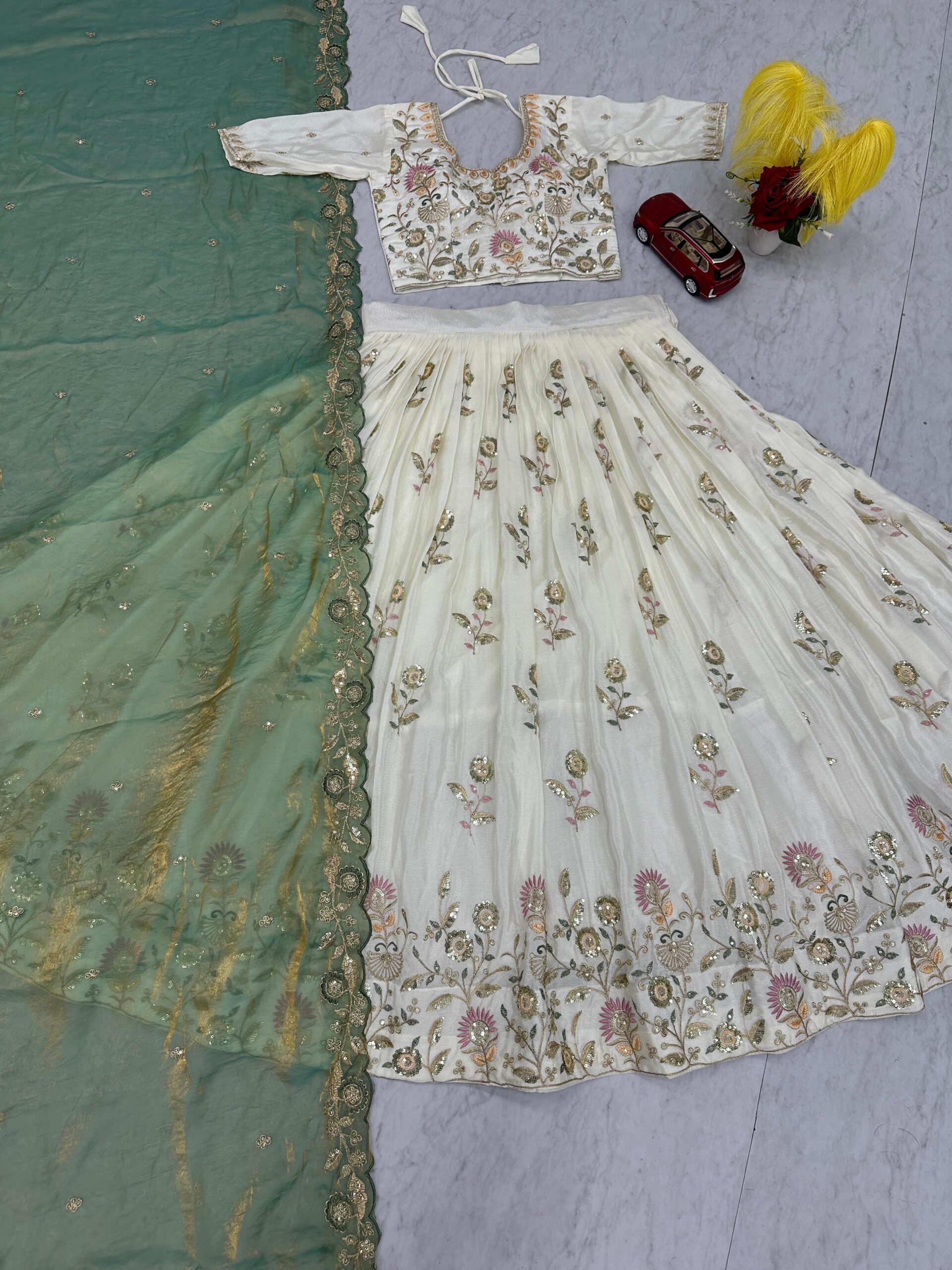Rageshvari Creation Premium Chinon Sequins & Thread Work Festival Lehenga Choli with Fendy Dupatta - Image 3