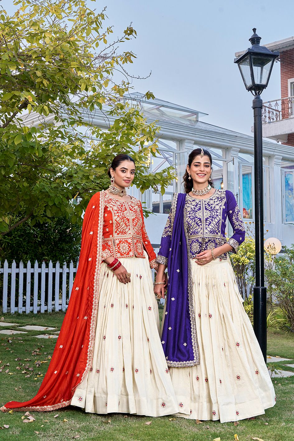Rageshwari Fashion Tissue Silk & Vichitra Heavy Embroidered Lehenga Choli With Cancan - Image 3