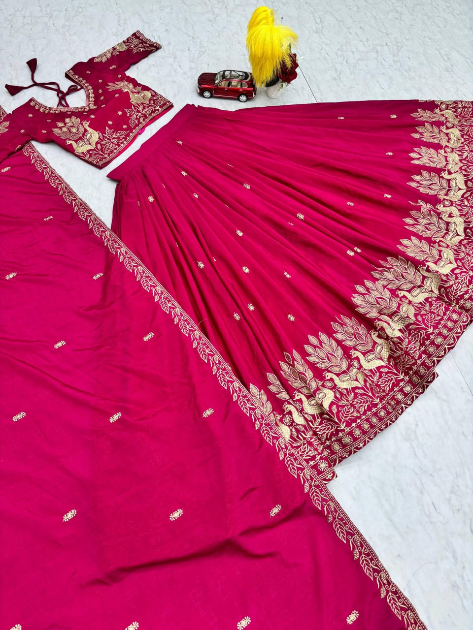 Rageshvari Creation Real Model Chinon Lehenga Choli with Embroidered Thread Work & Matching Dupatta - Image 4