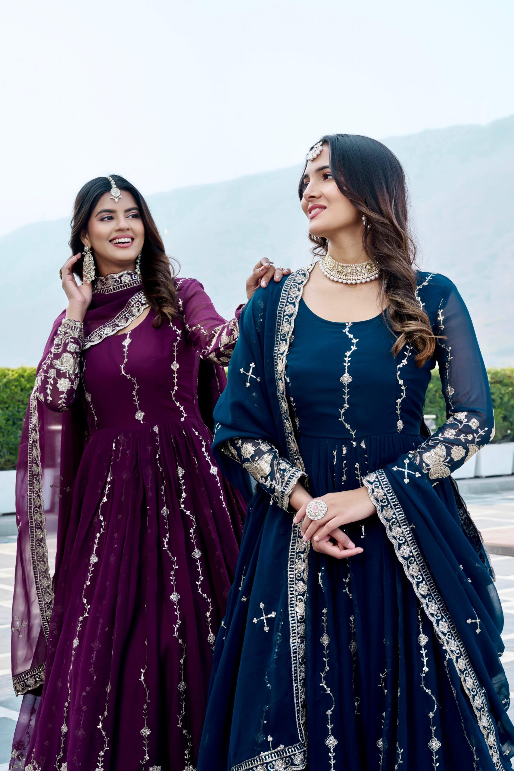 Rageshvari Creation Fox Georgette Festive Long Gown with Heavy Sequins Embroidery and Dupatta Set - Image 4
