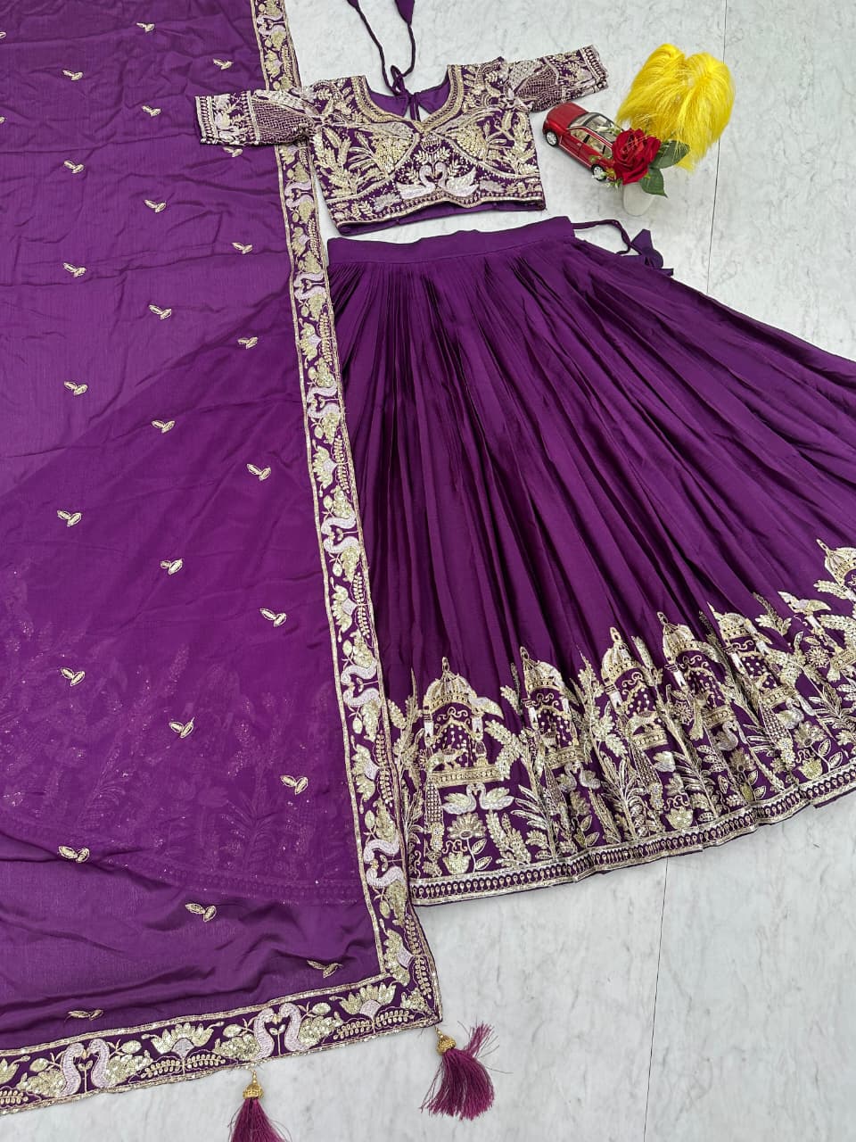 Rageshwari Fashion Heavy Embroidered Chinon Silk Lehenga Choli Set - Image 5
