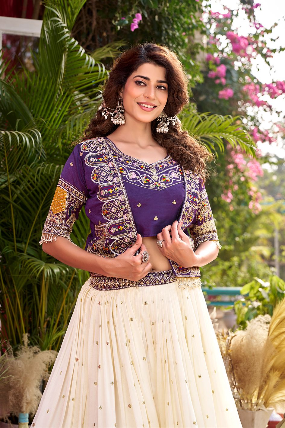 Rageshwari Fashion Pure Vichitra Silk Lehenga Choli with Embroidered Shrug Koti - Image 4