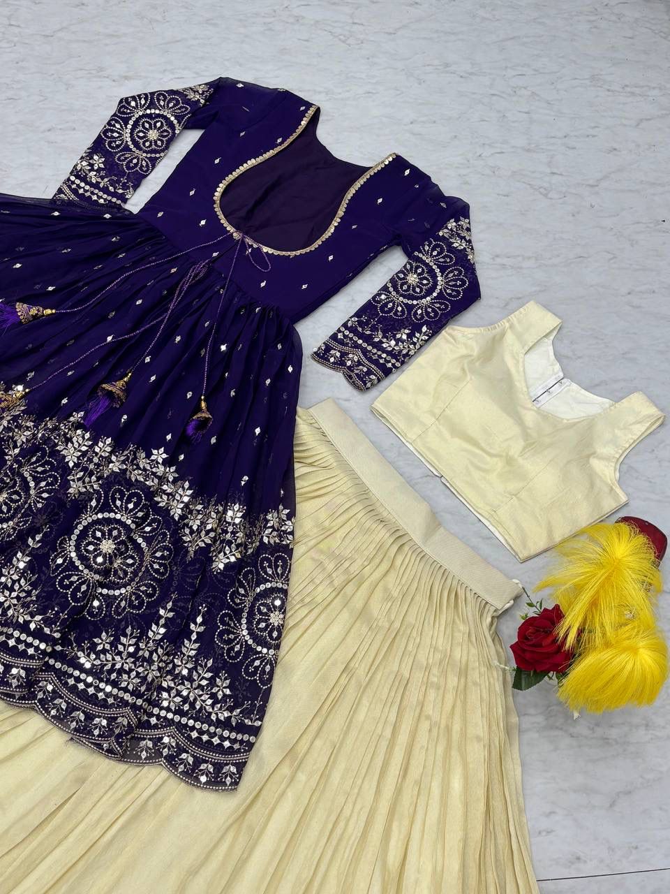 Rageshvari Creation Shimmer Cosmos Indo-Western Co-Ord Set with Embroidered Georgette Shrug - Image 2