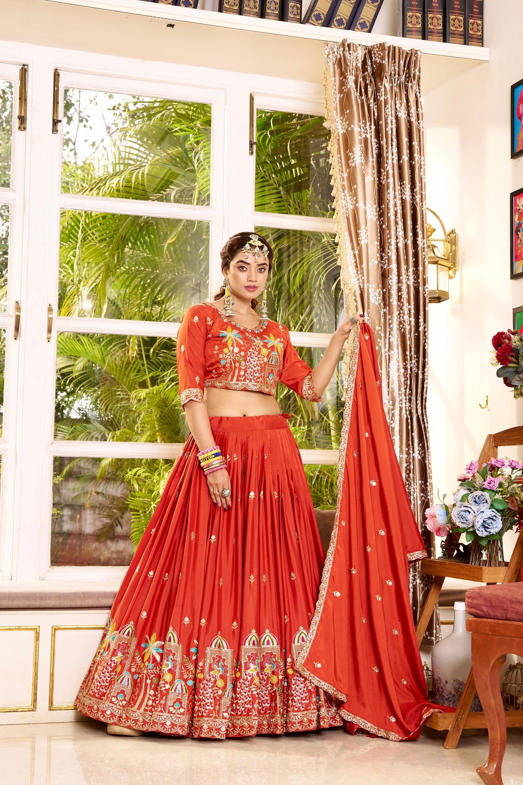 Rageshvari Creation Pure Crepe Silk Heavy Sequins & Thread Lehenga Choli Set - Image 2