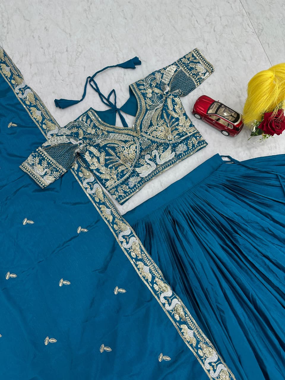 Rageshwari Fashion Heavy Embroidered Chinon Silk Lehenga Choli Set - Image 3