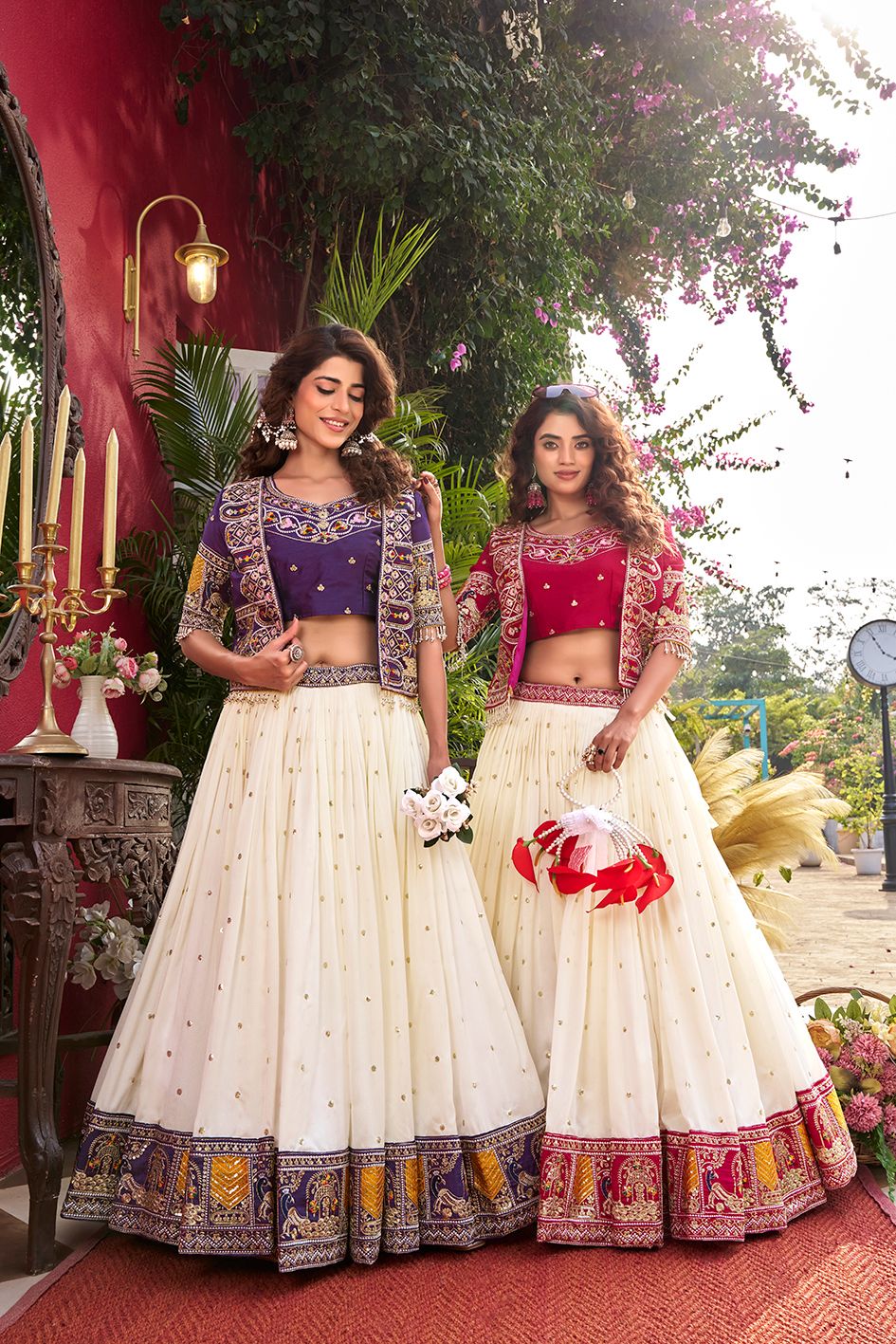 Rageshwari Fashion Pure Vichitra Silk Lehenga Choli with Embroidered Shrug Koti - Image 5