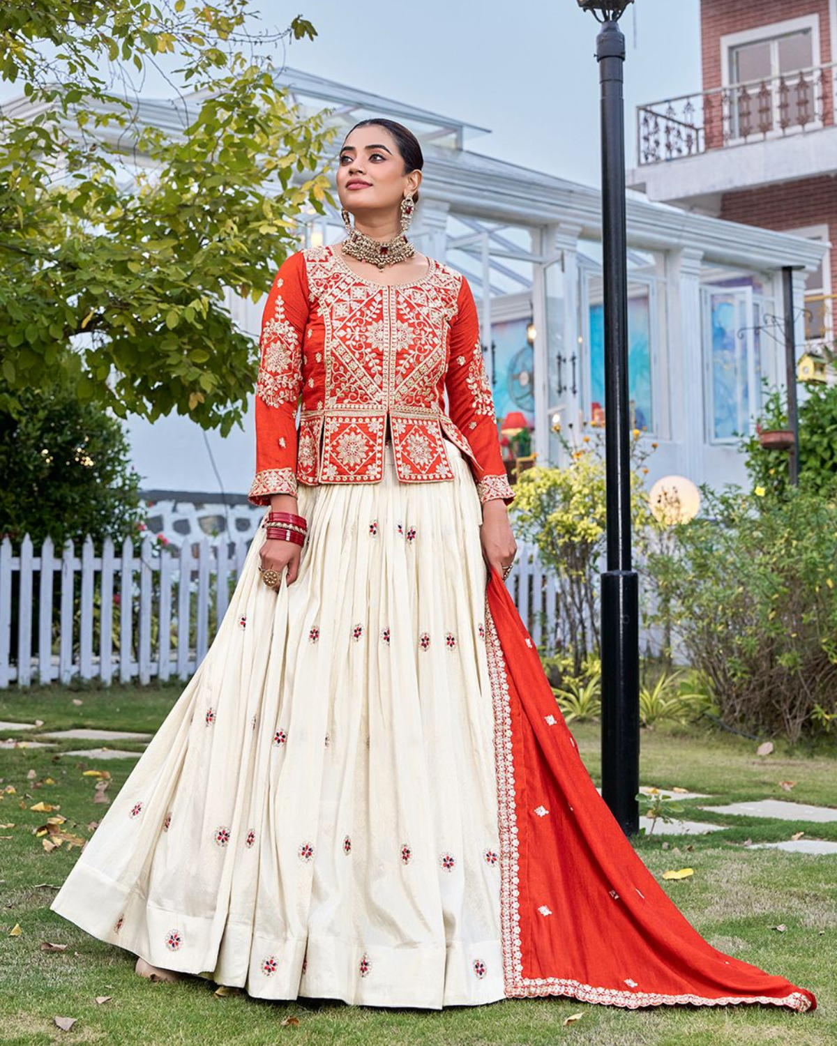 Rageshvari Fashion Tissue Silk & Vichitra Heavy Embroidered Lehenga Choli With Cancan - Image 2