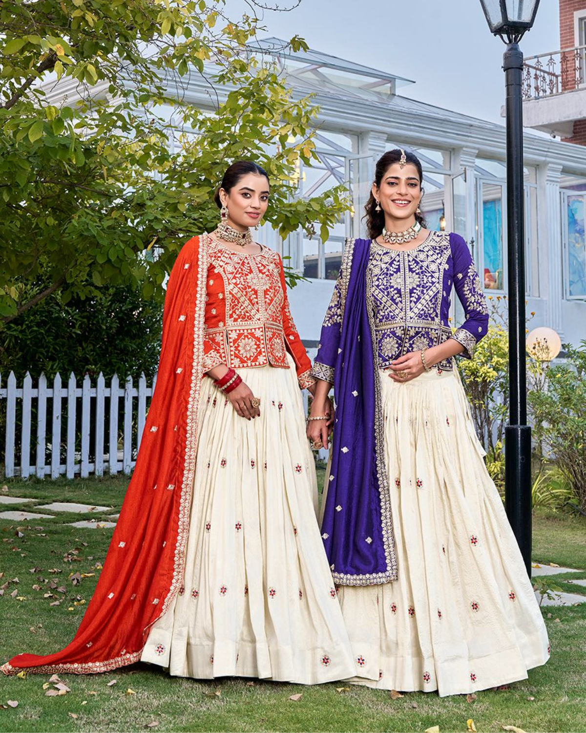 Rageshvari Fashion Tissue Silk & Vichitra Heavy Embroidered Lehenga Choli With Cancan - Image 3