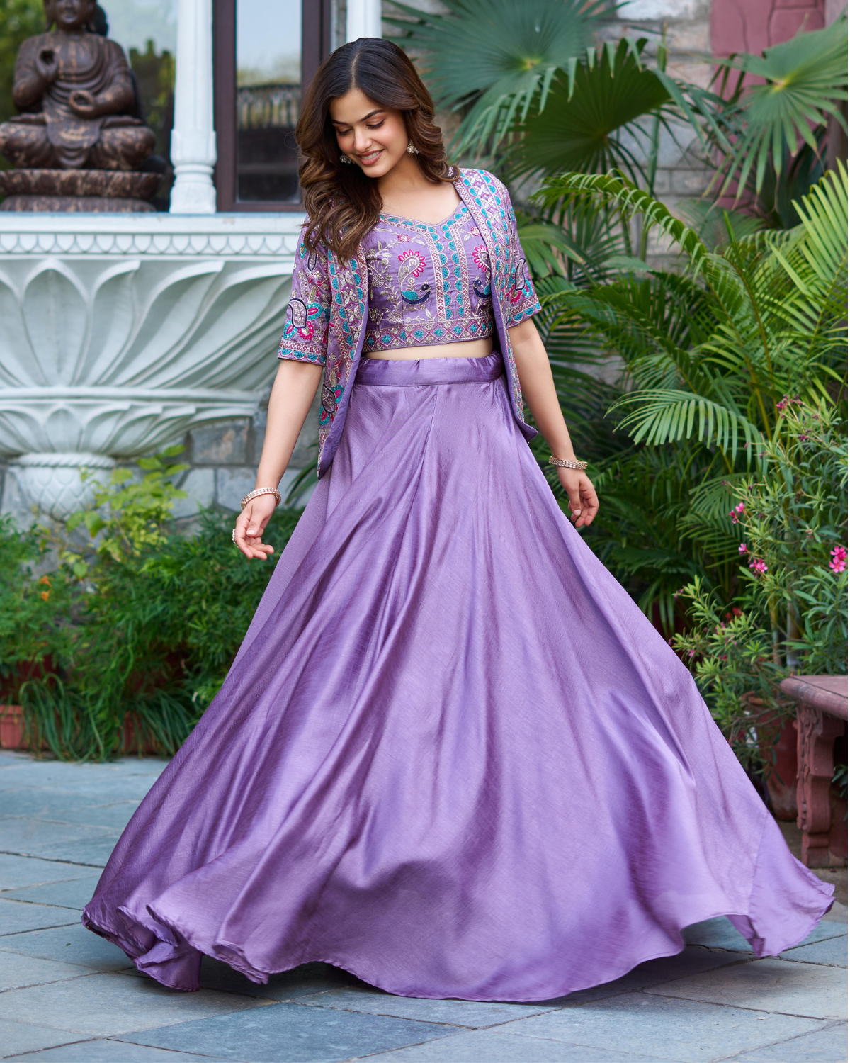 Vichitra Silk 8.5-Meter Lehenga Set