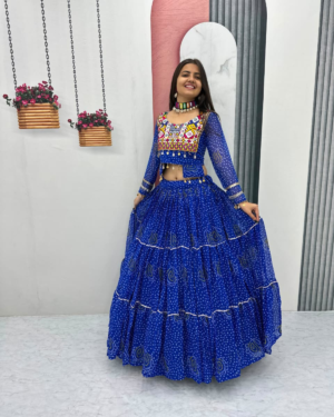 Rageshvari Fashion Navratri Special Embroidered Georgette Lehenga Choli with 9-Meter Big Flair