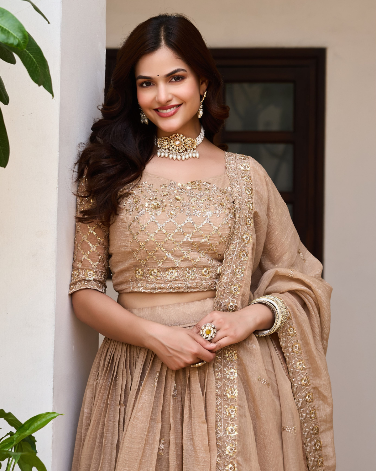 Pure Crunchy Silk Sequin Lehenga Set - Image 2